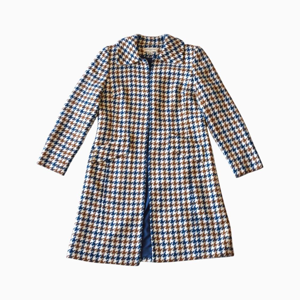 Vintage Amanda Smith Petite Houndstooth Plaid Coat Size 4 Petite